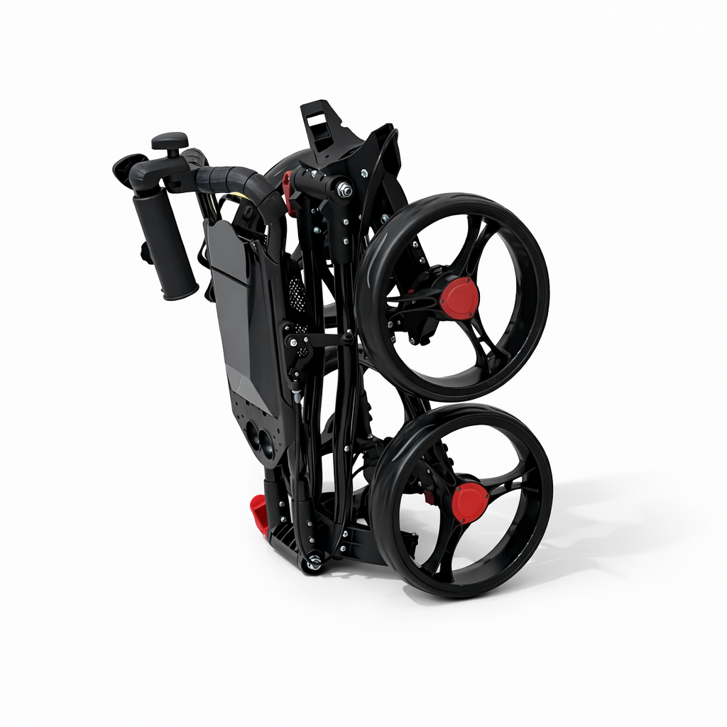 LiteCaddy Premium 4 Wheel Golf Trolley Cart – Stable, Lightweight, Compact Fold with Built-In Storage