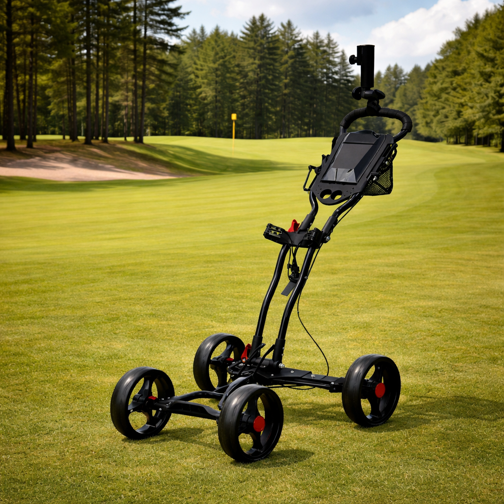 LiteCaddy Premium 4 Wheel Golf Trolley Cart – Stable, Lightweight, Compact Fold with Built-In Storage