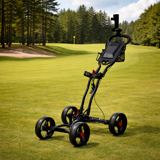 LiteCaddy Premium 4 Wheel Golf Trolley Cart – Stable, Lightweight, Compact Fold with Built-In Storage