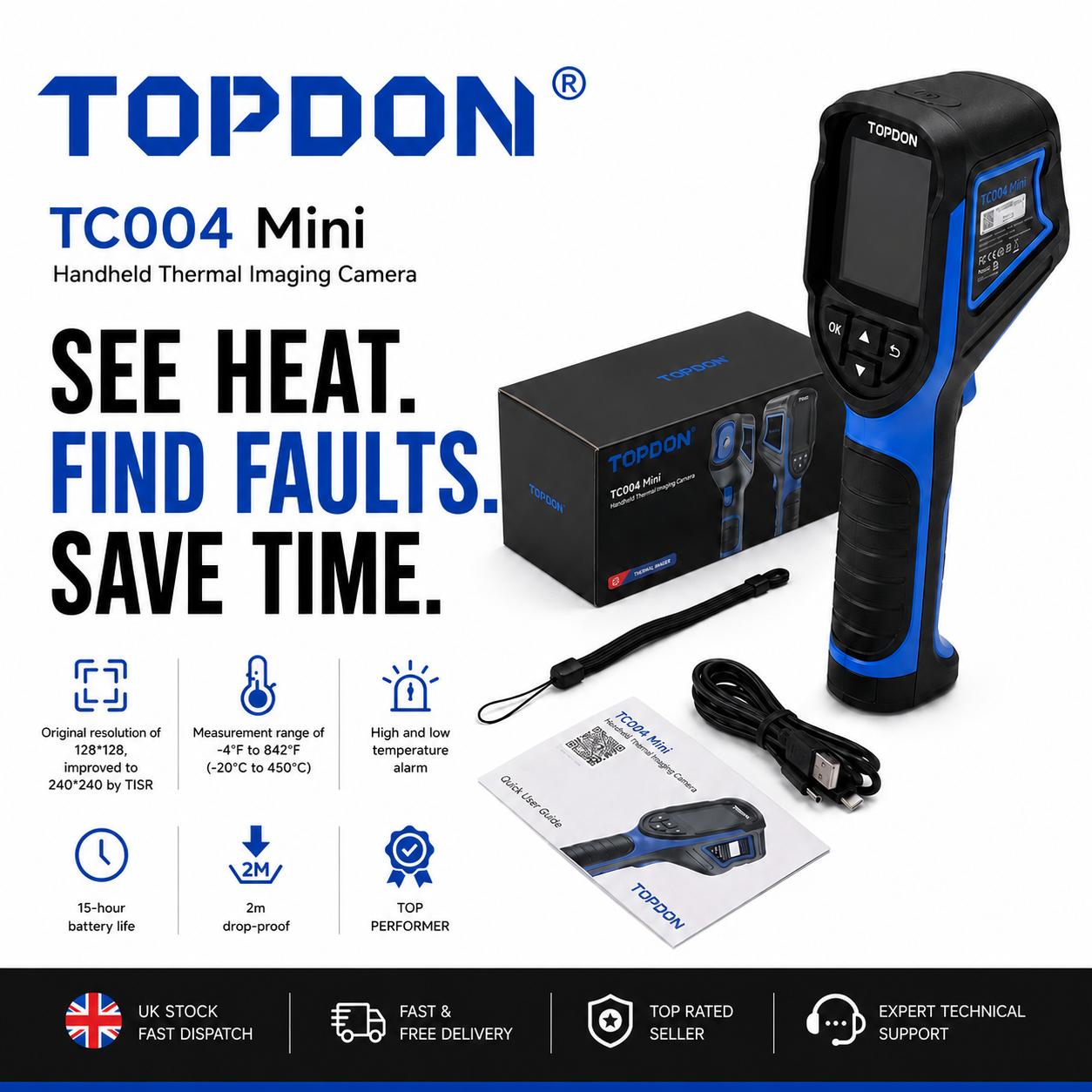 NEW GENUINE TOPDON TC004 Mini Handheld Infrared Thermal Imaging IR Camera